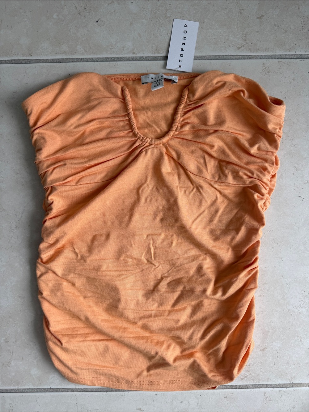 Topshop Peach Ruched Tube Top